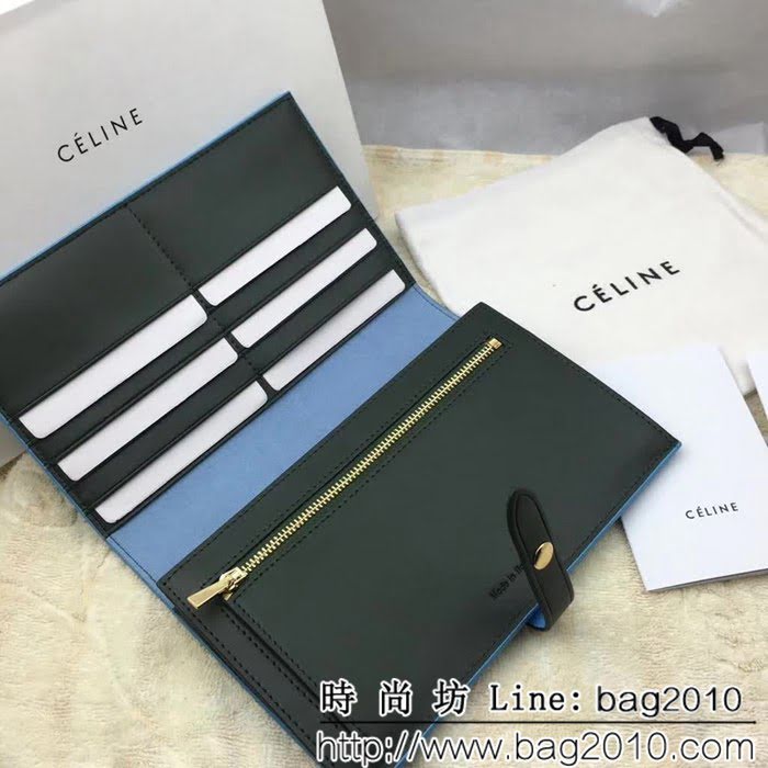 CELINE賽琳原單 專櫃 手掌紋牛皮搭扣拼色錢夾 4148 SL1685